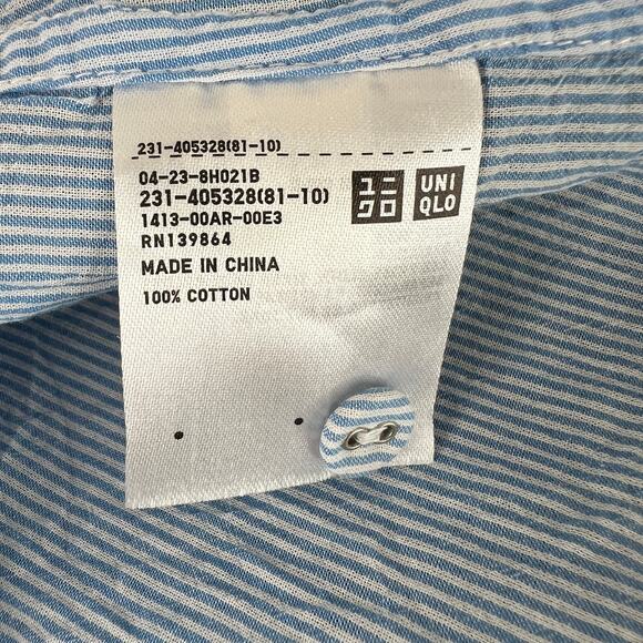 Ines De La Fressange UNI QLO Blue White Top Ruffle Metallic Stripe Size Medium M - Picture 9 of 10